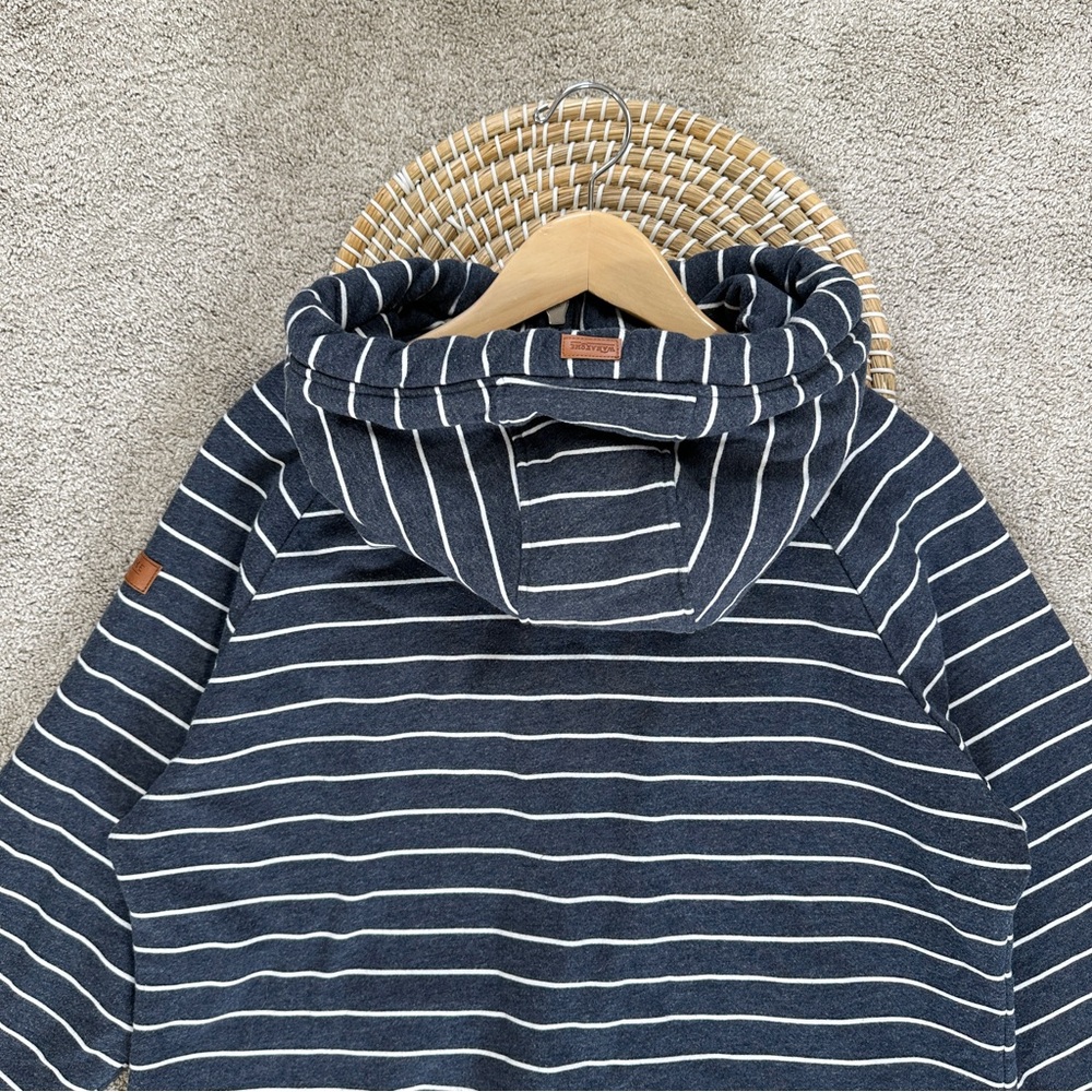 SOLD | Wanakome Women’s Hera Zip Up Sweatshirt Hooded Longsleeve in Navy Stripe - Picture 9 of 16
